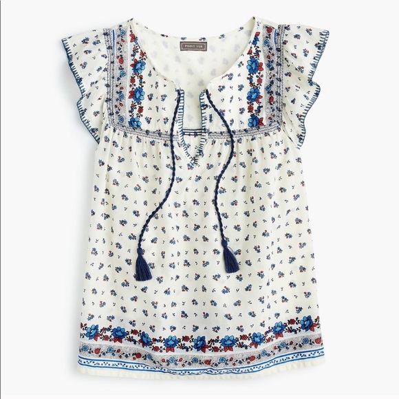 J. Crew Tops - J. Crew Point Sur flutter peasant cotton voile top